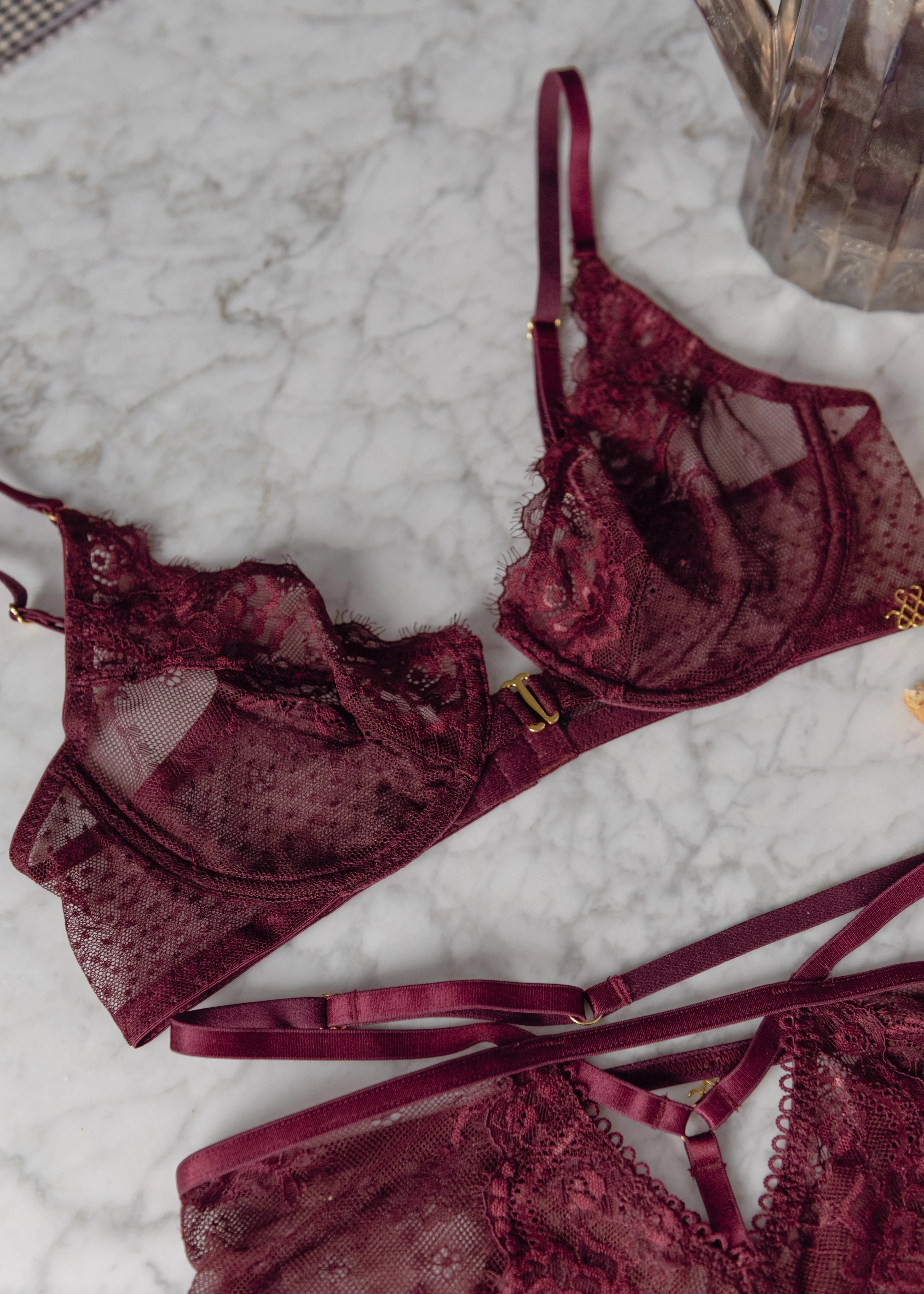Eyelash Lace Underwire Balconette Bralette - Cherry Lacquer - Image 18