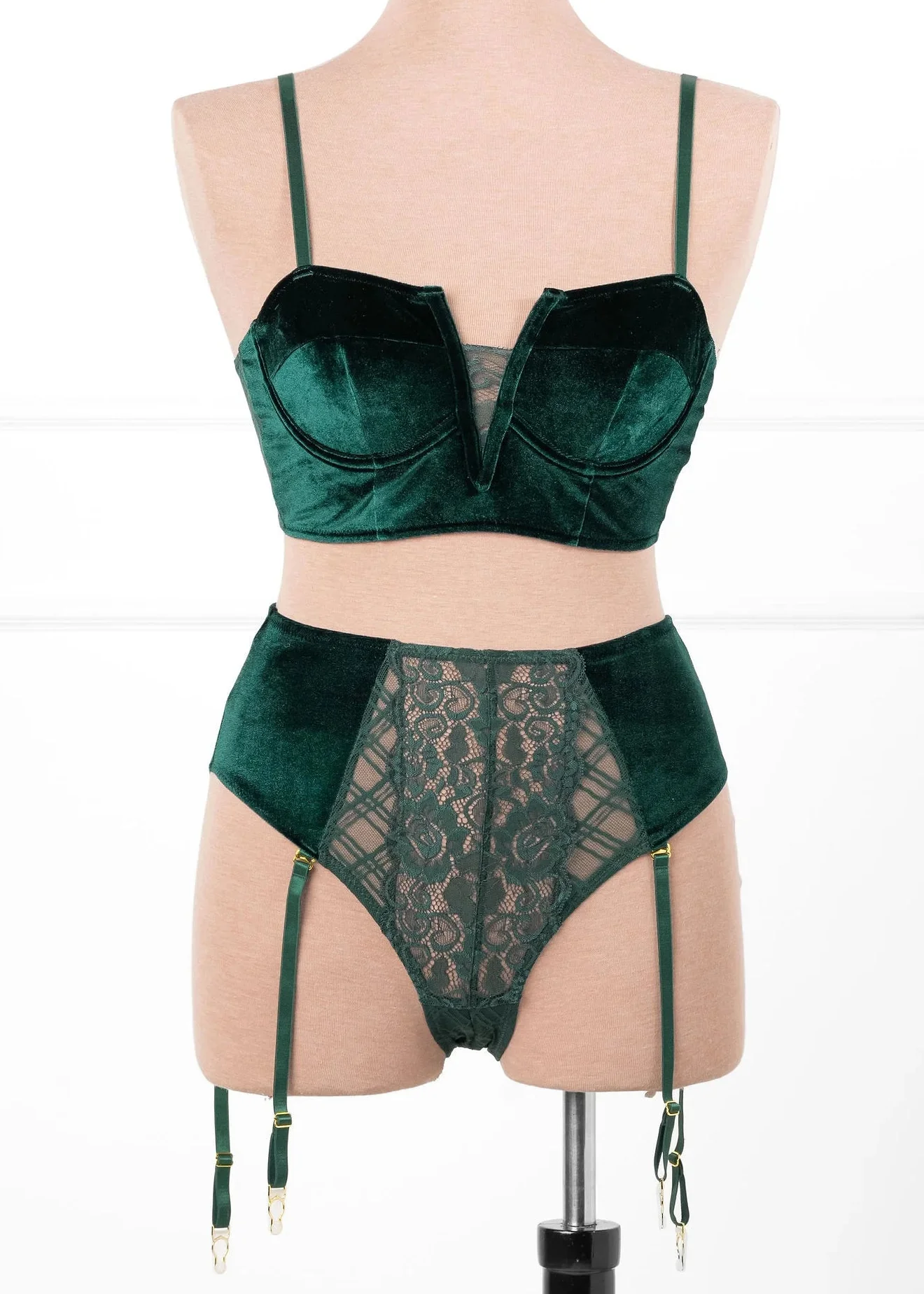 Velvet Underwire Bustier - Alps Green - Image 2